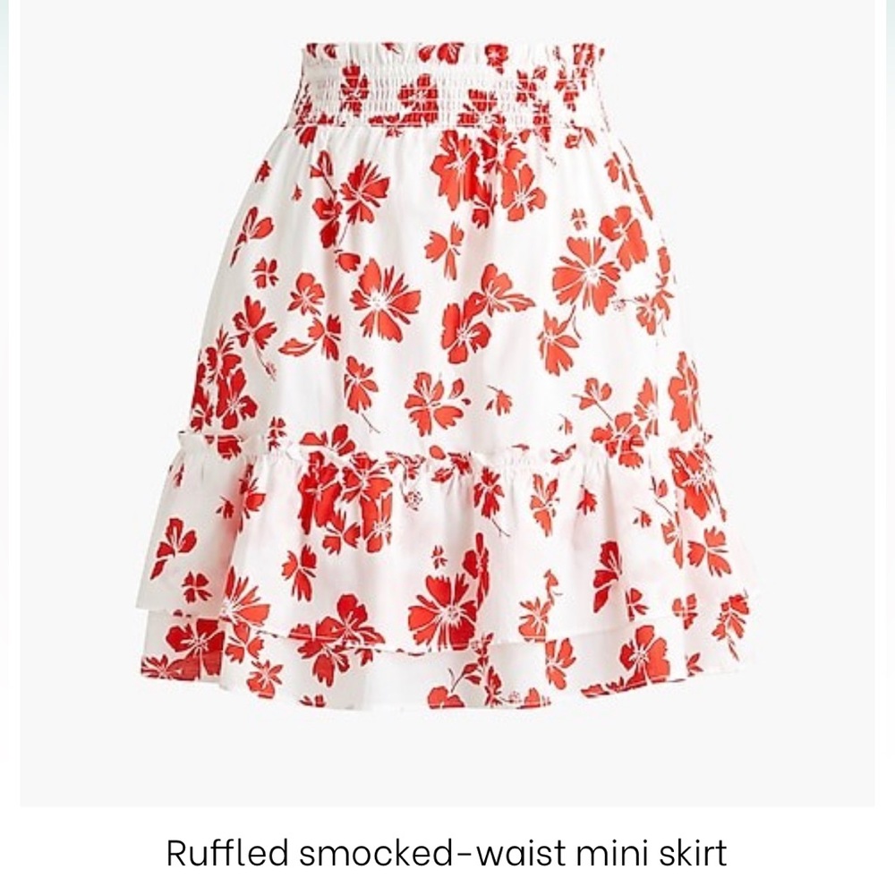 J Crew Factory ruffled smocked waist mini skirt.  Size medium.